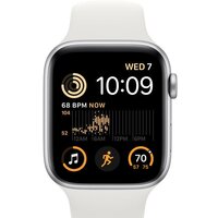 Apple Watch SE 2 44 мм (алюминиевый корпус, серебристый/белый, спортивный силиконовый ремешок M/L) Image #2
