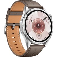 Huawei Watch GT 6 46 мм (серебристый, с коричневым кожаным ремешком, международная версия) Image #3