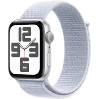 Apple Watch SE 2 44 мм (алюминиевый корпус, серебристый/голубой, нейлоновый ремешок) Image #1