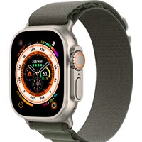 Apple Watch Ultra LTE 49 мм (титановый корпус, титановый/темно-зеленый, текстильный ремешок размера M)
