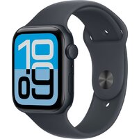 Apple Watch SE 3 44 мм (алюминиевый корпус, полуночный/полуночный, спортивный силиконовый ремешок S/M)