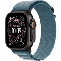 Apple Watch Ultra 3 LTE 49 мм (титановый корпус, черный/голубой, текстильный ремешок размера M)