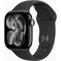 Apple Watch Series 11 46 мм (алюминиевый корпус, черный/черный, спортивный силиконовый ремешок S/M)