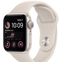 Apple Watch SE 2 40 мм (алюминиевый корпус, звездный свет/звездный свет, спортивный силиконовый ремешок M/L)