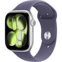 Apple Watch Series 11 46 мм (алюминиевый корпус, серебристый/фиолетовый туман, спортивный силиконовый ремешок S/M) Image #1
